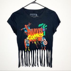 Marvel Black Short Sleeve Graphic Crop Top S